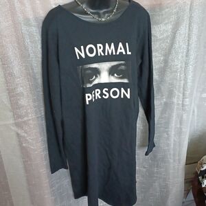 Dead Bury Dead Size M T-shirt Dress, Black, "Normal Person", 37" long, 20" chest
